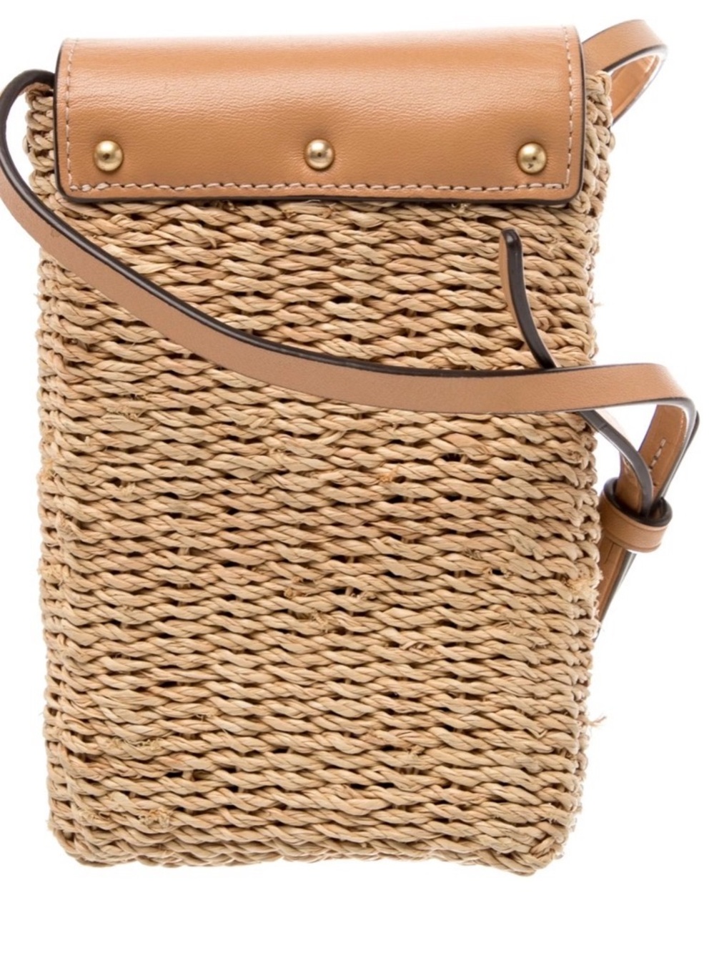 Tory Burch Neutrals Straw Logo Phone Crossbody - Picture 5 of 8